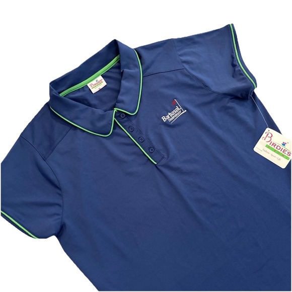 NWT Birdies & Bows XL BLUE BARBASOL CHAMPIONSHIP Pitch/putt Golf Polo Women's‎ - Picture 1 of 7
